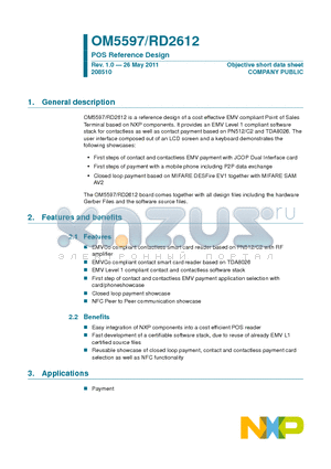 RD2612 datasheet - POS Reference Design NFC Peer to Peer communication showcase