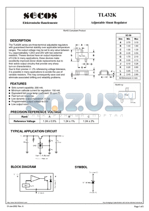 TL432K datasheet - Adjustable Shunt Regulator