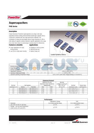 PHB-5R0H255-R datasheet - Supercapacitors