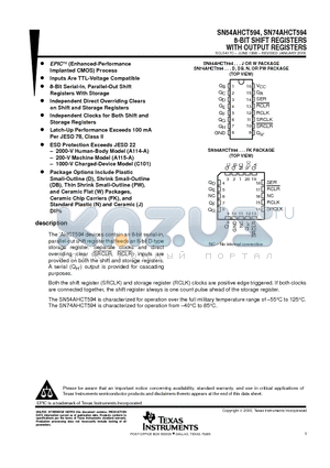 SN54AHCT594_00 datasheet - 8-BIT SHIFT REGISTERS WITH OUTPUT REGISTERS