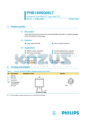 PHB146NQ06LT datasheet - N-channel TrenchMOS logic level FET