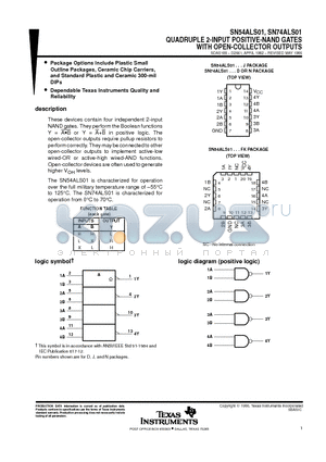 SN54ALS01 datasheet - QUADRUPLE 2-INPUT POSITIVE-NAND GATES WITH OPEN-COLLECTOR OUTPUTS