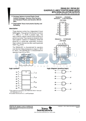 SN54ALS01FK datasheet - QUADRUPLE 2-INPUT POSITIVE-NAND GATES WITH OPEN-COLLECTOR OUTPUTS