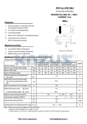 RS1KJ datasheet - Surface Mount Rectifiers