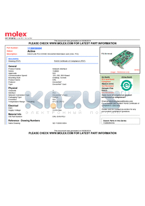 SD-112003-0004 datasheet - Direct-Link PCU-DVNIO DeviceNet Mstr/Slave card (Univ. PCI)