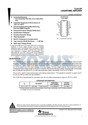 TL441-EP datasheet - LOGARITHMIC AMPLIFIER