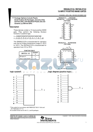 SN54ALS133J datasheet - 13-INPUT POSITIVE-NAND GATES