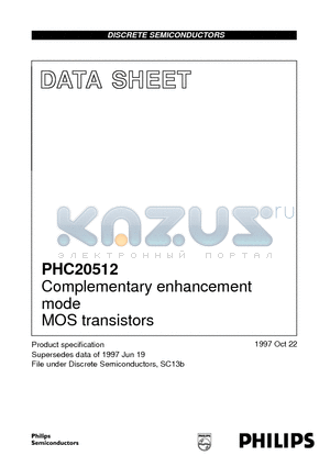 PHC20512 datasheet - Complementary enhancement mode MOS transistors