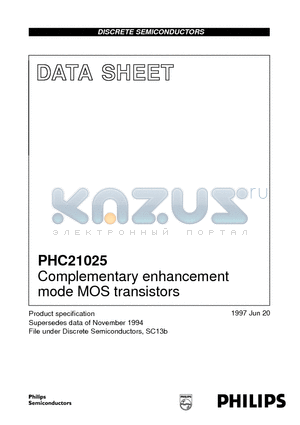 PHC21025 datasheet - Complementary enhancement mode MOS transistors