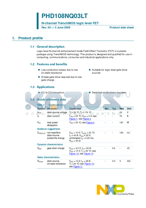 PHD108NQ03LT datasheet - N-channel TrenchMOS logic level FET