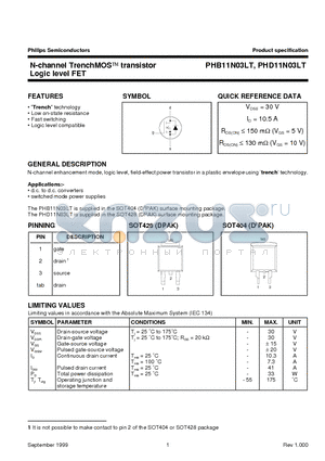 PHD11N03LT datasheet - N-channel TrenchMOS transistor Logic level FET