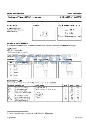 PHD3055E datasheet - N-channel TrenchMOS transistor