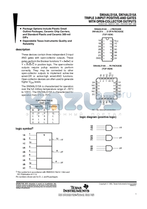 SN54ALS15A datasheet - TRIPLE 3-INPUT POSITIVE-NAND GATES WITH OPEN-COLLECTOR OUTPUTS