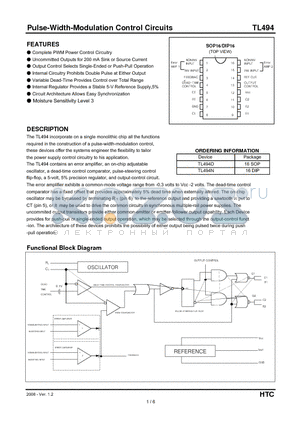 TL494 datasheet - Pulse-Width-Modulation Control Circuits