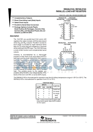 SN54ALS165J datasheet - PARALLEL-LOAD 8-BIT REGISTERS