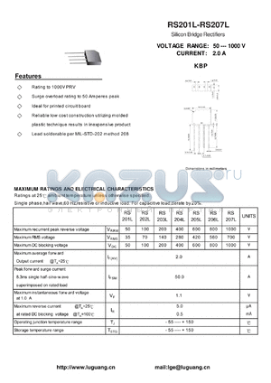 RS202L datasheet - Silicon Bridge Rectifiers