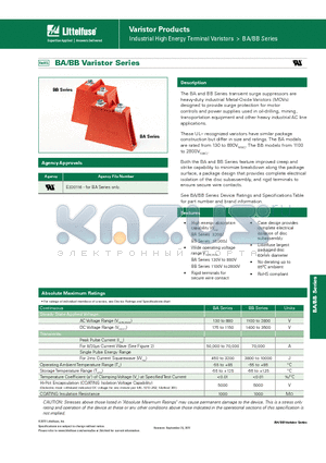 V751BA60 datasheet - Varistor Products - High Energy Industrial