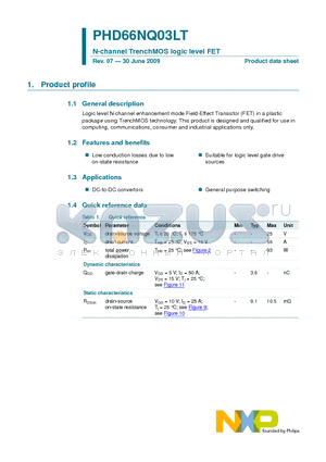 PHD66NQ03LT datasheet - N-channel TrenchMOS logic level FET