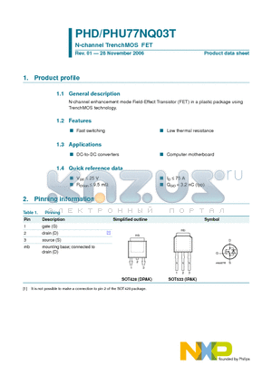 PHD77NQ03T datasheet - N-channel TrenchMOS FET