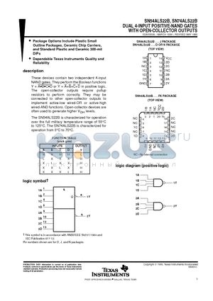 SN54ALS22BFK datasheet - DUAL 4-INPUT POSITIVE-NAND GATES WITH OPEN-COLLECTOR OUTPUTS