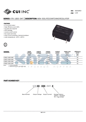 V7802-1000-SMT datasheet - NON-ISOLATED SWITCHING REGULATOR