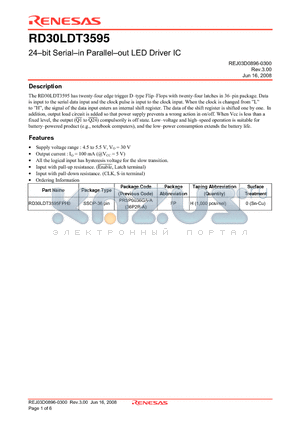 RD30LDT3595 datasheet - 24-bit Serial-in Parallel-out LED Driver IC