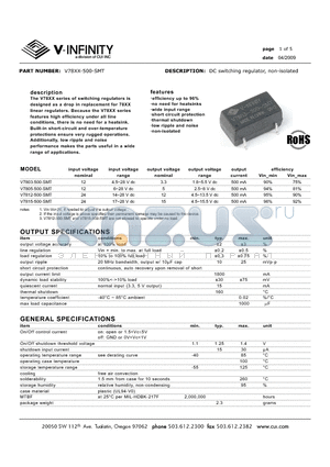 V7803-500-SMT datasheet - DC switching regulator, non-isolated