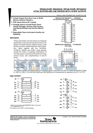 SN54ALS244B datasheet - OCTAL BUFFERS AND LINE DRIVERS WITH 3-STATE OUTPUTS