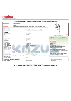 SD-130175-003 datasheet - Aero-Motive Heavy Duty Retractors, Weight Range 1-5 lbs with Ratchet Lock