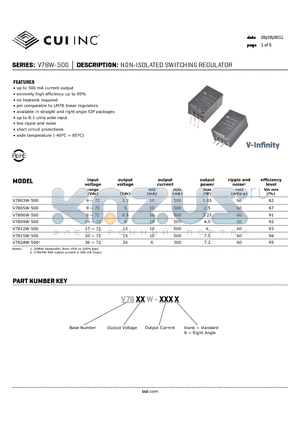 V7806W-500 datasheet - NON-ISOLATED SWITCHING REGULATOR