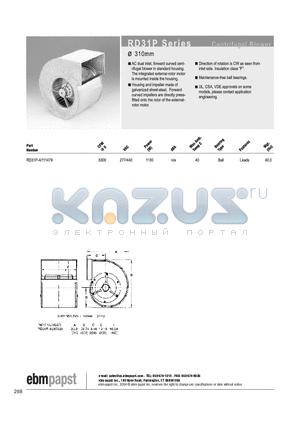 RD31P-4/111479 datasheet - CENTRIFUGAL BLOWER