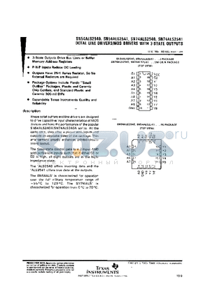 SN54ALS2540 datasheet - OCTAL LINE DRIVER/MOS DRIVEERS WITH 3-STATE OUTPUTS