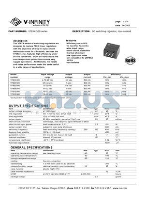 V7809-500 datasheet - DC switching regulator, non-isolated