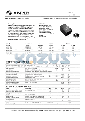 V7812-1000 datasheet - DC switching regulator, non-isolated