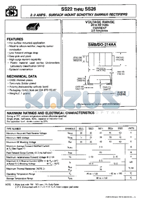 SS22 datasheet - 2.0 AMPS. SURFACE MOUNT SCHOTTKY BARRIER RECTIFIERS