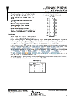 SN54ALS29821JT datasheet - 10-BIT BUS-INTERFACE FLIP-FLOPS WITH 3-STATE OUTPUTS