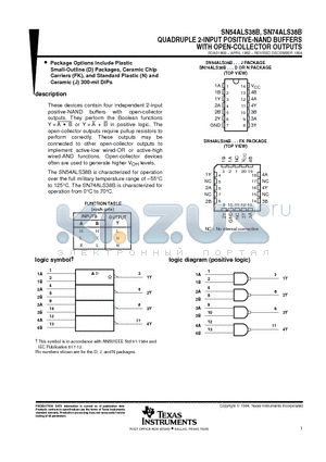 SN54ALS38BFK datasheet - QUADRUPLE 2-INPUT POSITIVE-NAND BUFFERS WITH OPEN-COLLECTOR OUTPUTS
