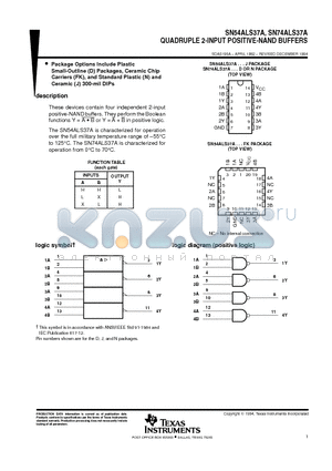 SN54ALS37AFK datasheet - QUADRUPLE 2-INPUT POSITIVE-NAND BUFFERS