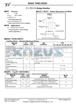 RS206 datasheet - Bridge Rectifier