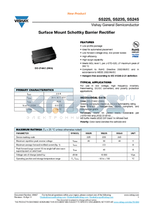 SS22S datasheet - Surface Mount Schottky Barrier Rectifier