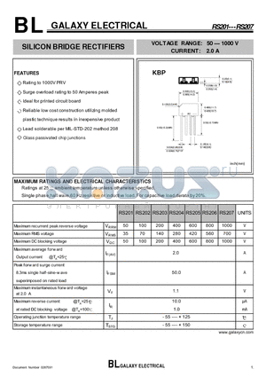 RS207 datasheet - SILICON BRIDGE RECTIFIERS