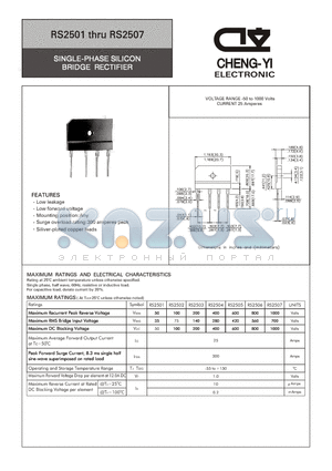 RS2501 datasheet - SINGLE-PHASE SILICON BRIDGE RECTIFIER