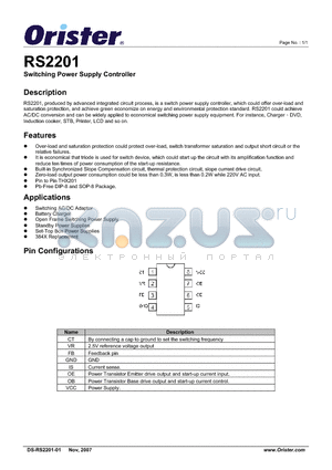 RS2201S datasheet - Switching Power Supply Controller