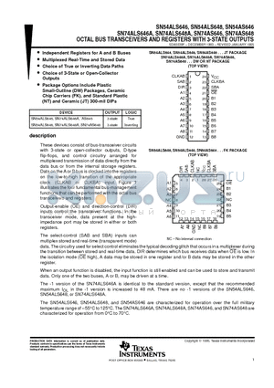 SN54ALS648FK datasheet - OCTAL BUS TRANSCEIVERS AND REGISTERS WITH 3-STATE OUTPUTS