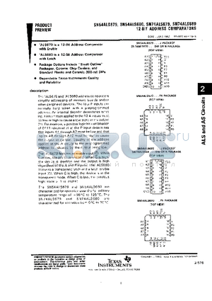 SN54ALS679 datasheet - 12-BIT ADDRESS COMPARATORS