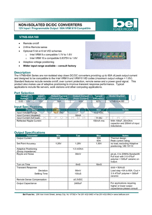 V7NB-60A16 datasheet - NON-ISOLATED DC/DC CONVERTERS