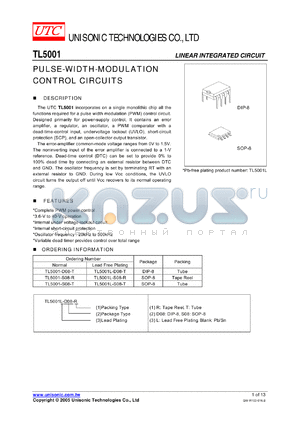 TL5001 datasheet - PULSE-WIDTH-MODULATION CONTROL CIRCUITS