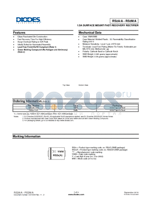 RS2A_10 datasheet - 1.5A SURFACE MOUNT FAST RECOVERY RECTIFIER