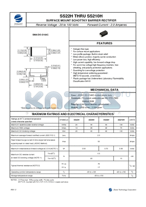 SS24H datasheet - SURFACE MOUNT SCHOTTKY BARRIER RECTIFIER