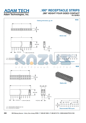 RS2B-20-SG datasheet - .100 RECEPTACLE STRIPS